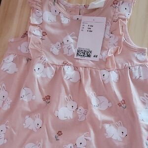 H&M Pink Bunny Ruffle Baby Dress